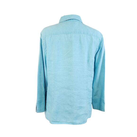 Talbots Womens Linen Button Down Shirt Size 14 Powder Blue Lightweight Lagenlook - Picture 5 of 10